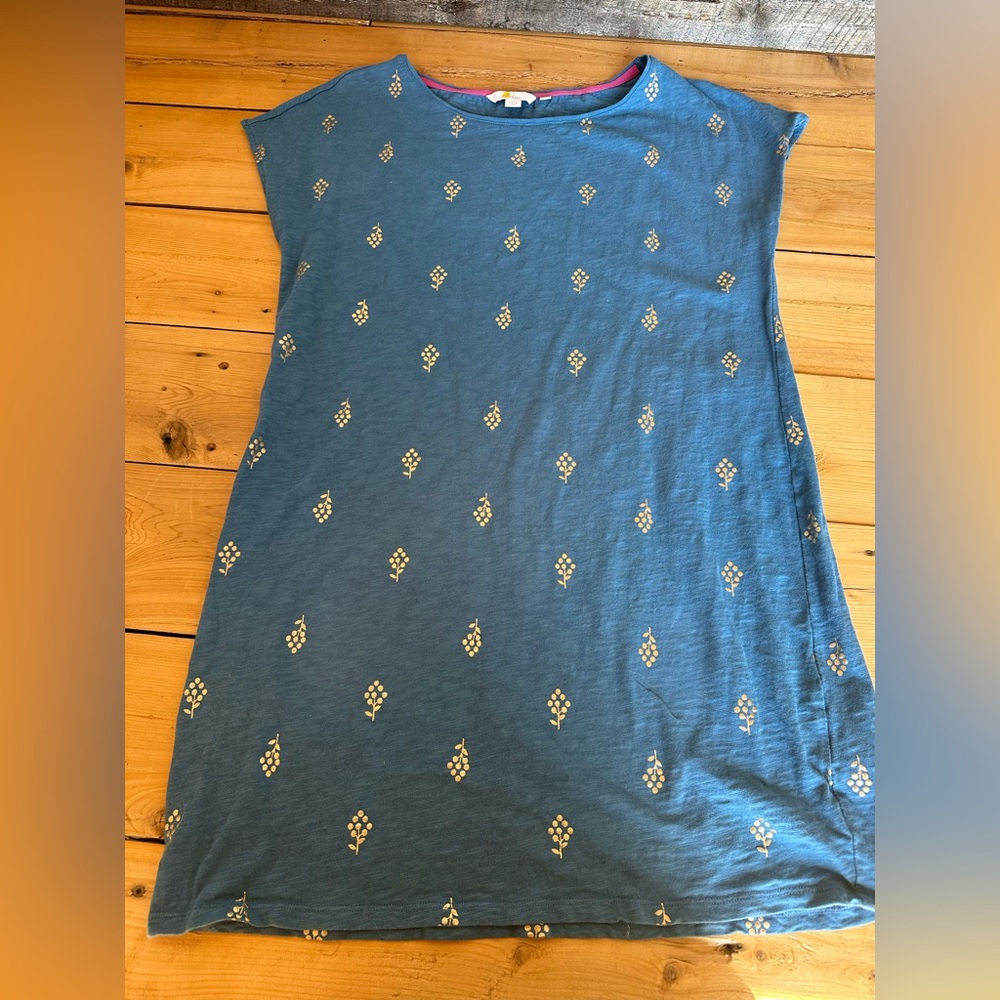Boden Blue Tunic with gold Pattern